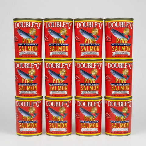 12 Cans of Double "q" Wild Caught Alaskan Pink Salmon, 14.75 oz