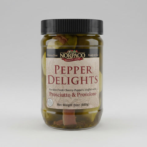 Norpaco Prosciutto and Provolone Stuffed Green Cherry Peppers 24 oz in Oil