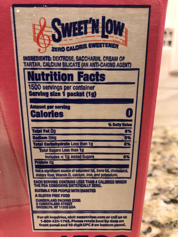 1500 Packets Sweet'N Low Zero Calorie Sugar Substitute Sweetner