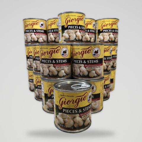 24 Cans of Giorgio Mushroom Pieces and Stems, 4 oz