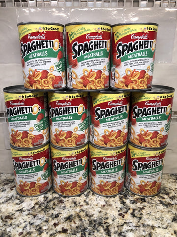 11 Campbell's SpaghettiOs Pasta with Meatballs Cans Tomato Sauce