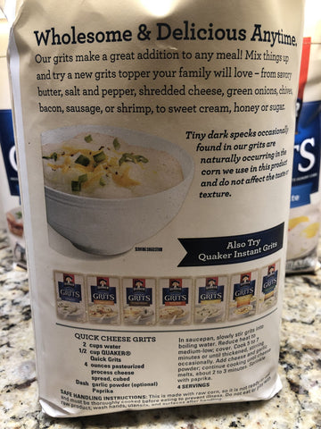 Quaker Instant Quick Grits White Hominy 15 lbs 3 pk Breakfast Corn