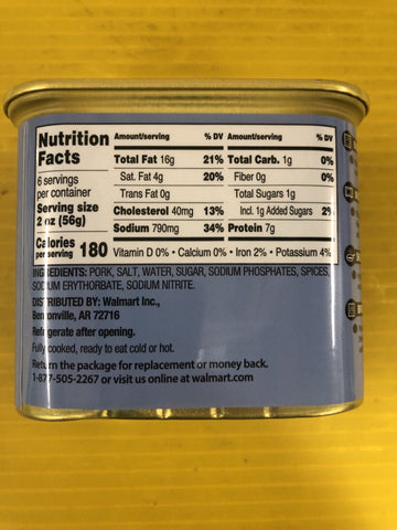 6 Cans Great Value Original Luncheon Meat 12 oz.