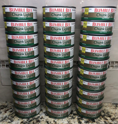 36 CANS Bumble Bee Chunk Light Tuna in Water 5 oz Can Protein