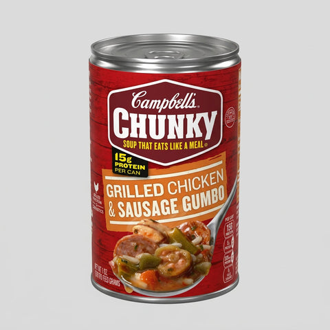 12 Cans of Campbell's Chunky Grilled Chicken & Sausage Gumbo Soup, 18.8 oz