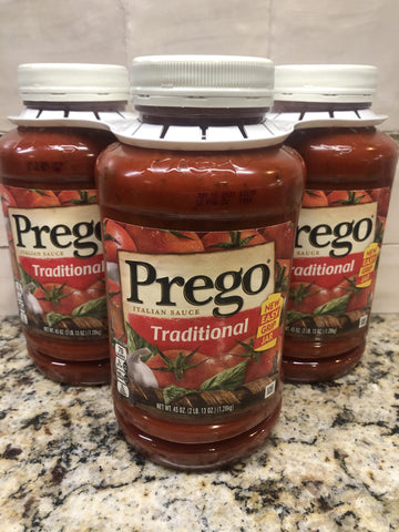 3 Jars Prego Traditional Italian Tomato Sauce 3 pk Spaghetti Pasta