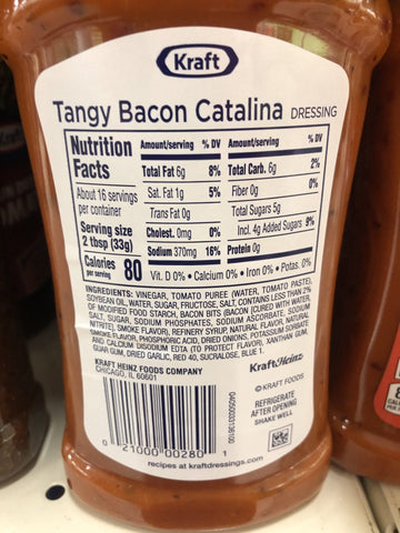 Kraft Tangy Bacon Catalina Salad Dressing 16 oz Bottle
