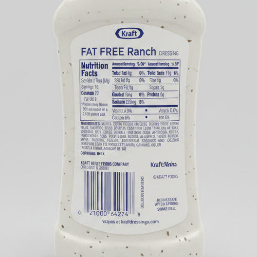 Kraft Classic Ranch Fat Free Salad Dressing 16 oz Bottle