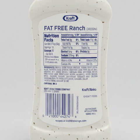 Kraft Classic Ranch Fat Free Salad Dressing 16 oz Bottle Romain Iceberg Dip