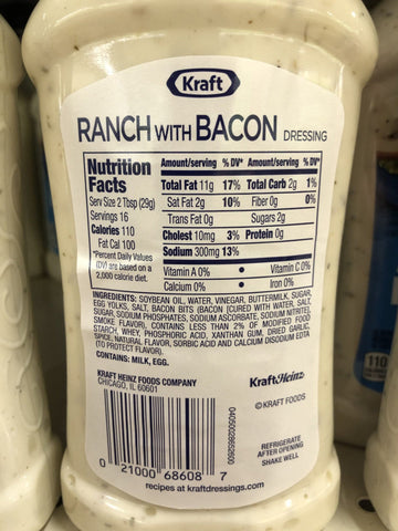 Kraft Ranch with Bacon Salad Dressing, 16 oz