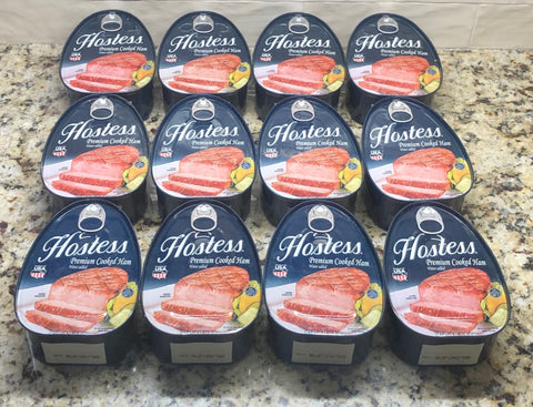 12 Hostess Premium Cooked Canned Ham 16oz (1LB) dak picnic ONE DOZEN