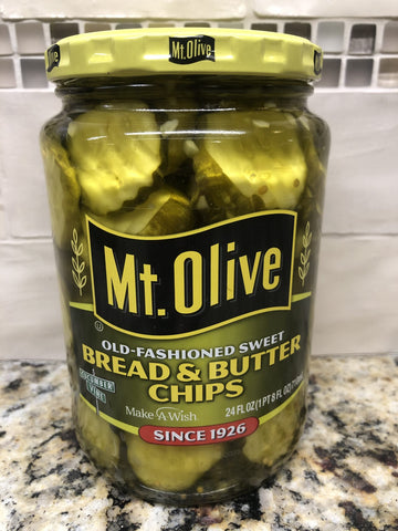 Mount Olive Old Fashioned Sweet Bread and Butter Chips Pickles 24 oz Mt Burger