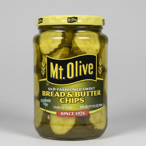 Mount Olive Old Fashioned Sweet Bread and Butter Chips Pickles 24 oz Mt Burger