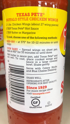 6 Bottles of Texas Pete Hot Sauce Pepper Wing, 6 oz