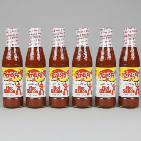 6 BOTTLES Texas Pete Hot Sauce Pepper Wing 6 oz Bottle Tabasco Eggs FREE SHIP