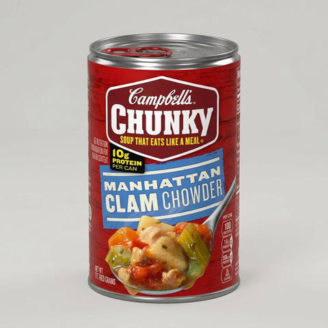 12 Cans of Campbell's Chunky Manhattan Clam Chowder Soup, 18.8 oz
