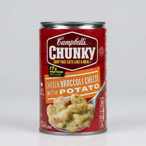 12 Cans of Campbell's Chunky Chicken Broccoli Cheese w Potato Soup, 18.8 oz