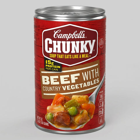 12 Cans of Campbell's Chunky Beef with Country Vegetables Soup, 18.8 oz