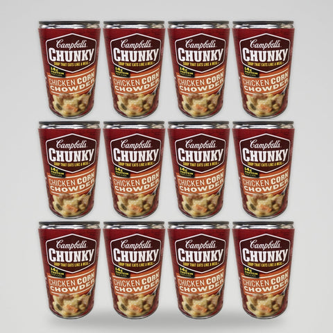 12 Cans of Campbell's Chunky Chicken Corn Chowder Soup, 18.8 oz
