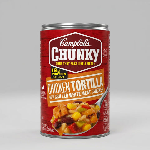12 Cans of Campbell's Chunky Chicken Tortilla White Meat Soup, 18.6 oz