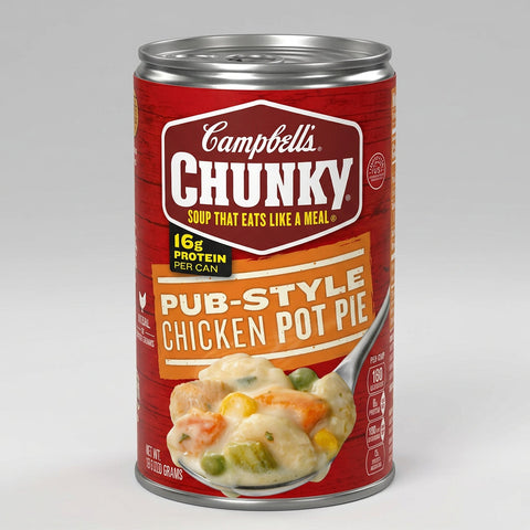 12 Cans of Campbell's Chunky Pub Style Chicken Pot Pie Soup, 18.8 oz