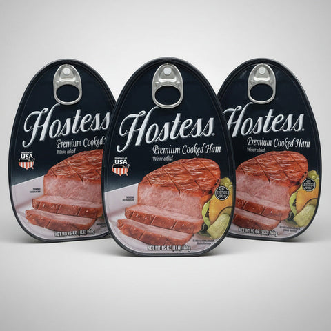 3 Hostess Premium Cooked Canned Ham 16oz (1LB.) dak picnic THREE