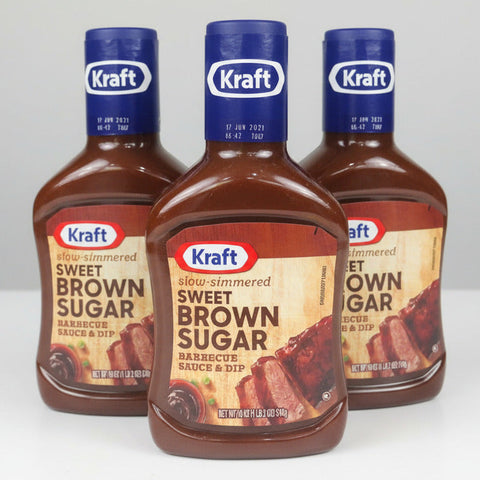 3 BOTTLES Kraft Slow Simmered Sweet Brown Sugar Barbecue Sauce Dip BBQ