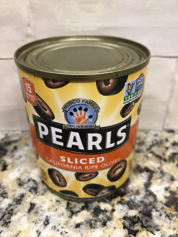 6 Cans Pearls Sliced California Ripe Black Olives 3.8 oz