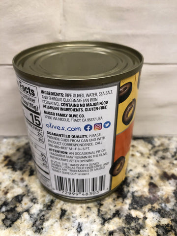 6 Cans of Pearls Sliced California Ripe Black Olives, 3.8 oz