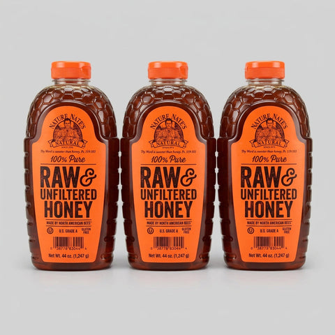 3 Jars of Nature Nate's 100% Pure Raw and Unfiltered Honey, 44 oz