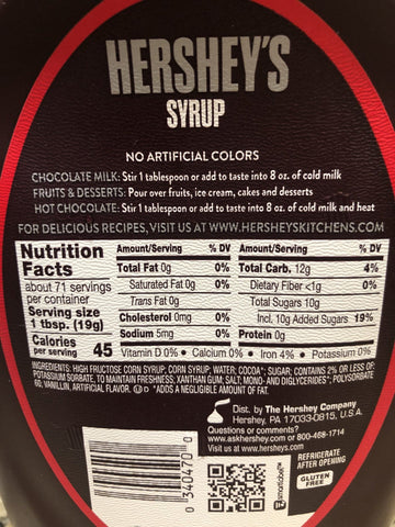 2 Bottles of Hershey's Chocolate Syrup, 48 oz