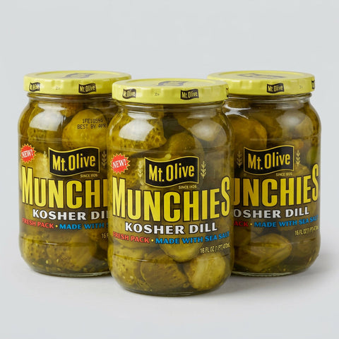 3 Jars of Mount Olive Munchies Kosher Dills Pickles, 16 oz