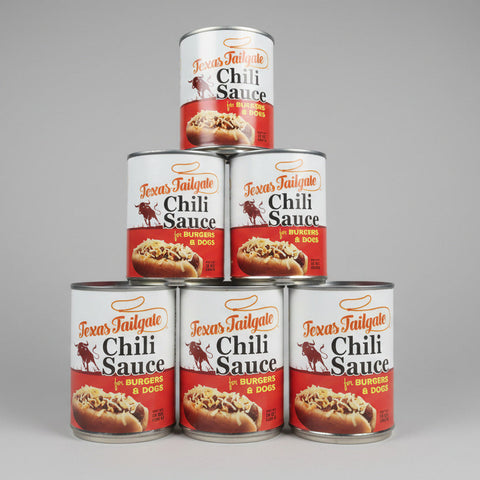 6 CANS Texas Tailgate Hot Dog Chili Sauce NO Beans Hamburger Sauce Pete