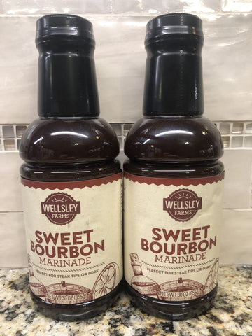 2 BOTTLES Wellsley Farms Sweet Bourbon Marinade Sauce 30oz Steak Brisket Chicken