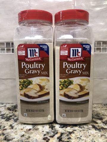 2 JARS McCormick Premium Poultry Gravy Mix 18 oz Chicken Meat