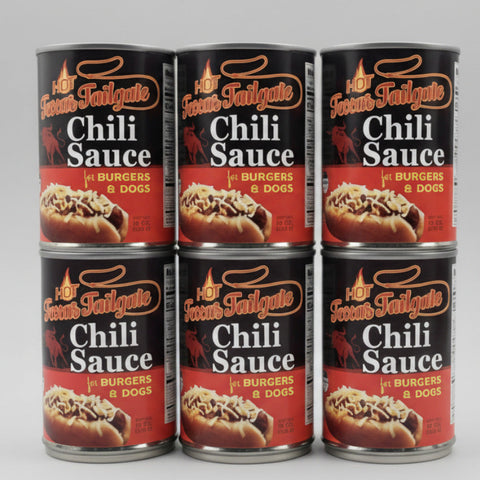 6 CANS Hot Texas Tailgate Chili Sauce Hot Dog Hamburger Sauce Pete