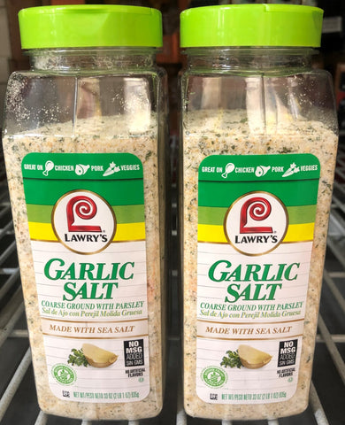 2 JARS Lawry's Coarse Ground Garlic Salt with Parsley 33 oz Steak Sea