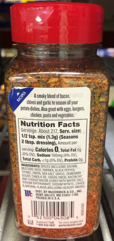 4 JARS McCormick Bacon & Chives Seasoning 10 oz Potato Beef Meat