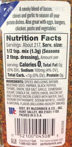 4 JARS McCormick Bacon & Chives Seasoning 10 oz Potato Beef Meat