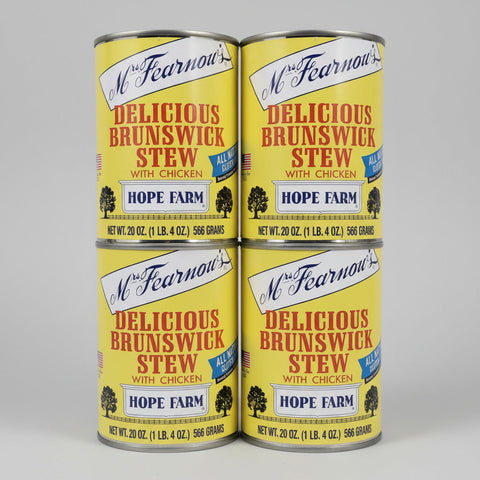 4 CANS Boone Brands Mrs Fearnows Brunswick Stew 20 oz Can Soup Chicken