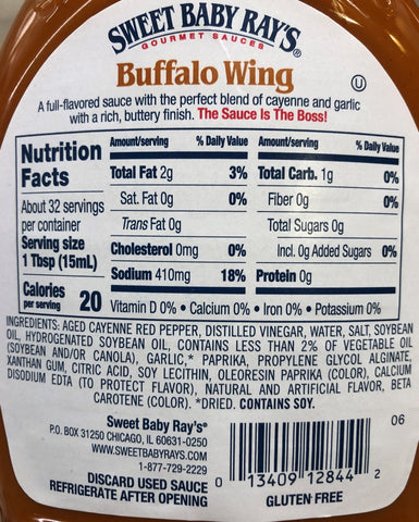 2 Bottles of Sweet Baby Ray's Buffalo Hot Wing Sauce & Marinade 2x, 16 oz