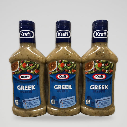 3 Bottles of Kraft Greek Vinaigrette Salad Dressing, 16 oz