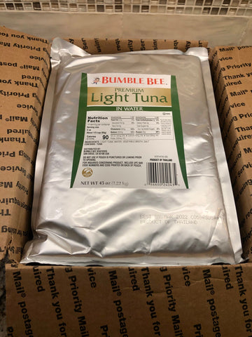5 POUCHES Bumble Bee Wild Caught Light Tuna in Water 43 oz Bag Protein
