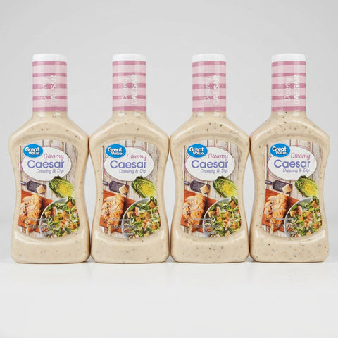 4 Bottles of Great Value Creamy Caesar Salad Dressing & Dip, 16 oz
