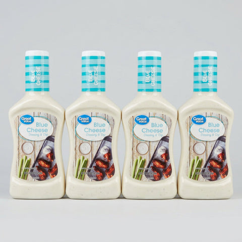 4 Bottles of Great Value Blue Cheese Salad Dressing & Dip, 16 oz
