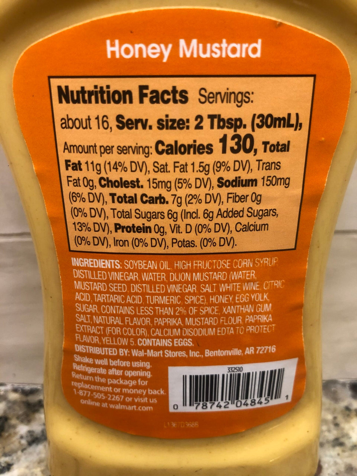 4 Bottles of Great Value Honey Mustard Salad Dressing & Dip, 16 oz