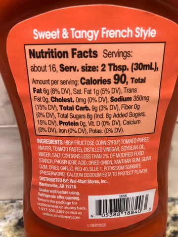 4 Bottles of Great Value Sweet & Tangy French Style Salad Dressing, 16 oz