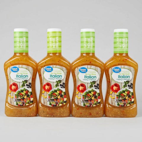 4 Bottles Great Value Fat Free House Italian Salad Dressing 16 oz