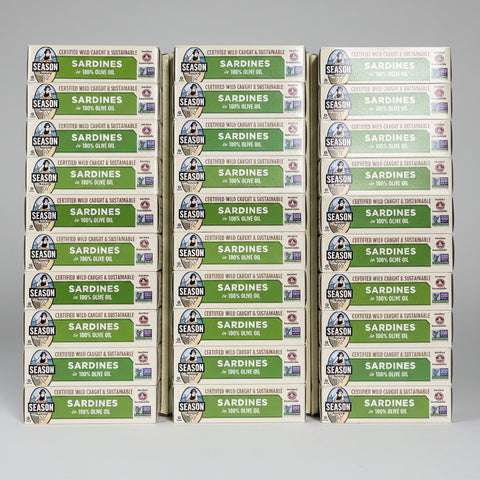 30 CANS Season Wild Caught Sustainable Fish Sardines Can Snack
