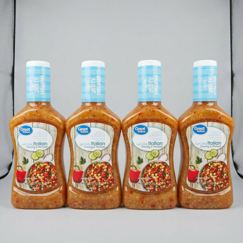 4 Bottles of Great Value Light Zesty Italian Salad Dressing, 16 oz
